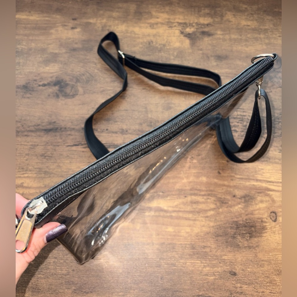 Clear Crossbody Bag with Black Faux Leather Trim - Picture 4 of 4